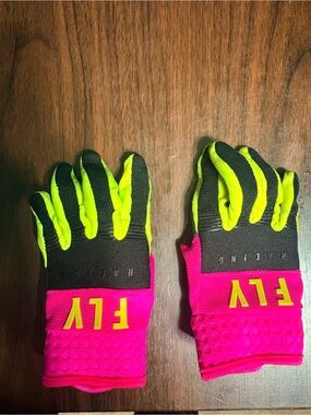 FLY Racing Neon Pink & Hi-Vis Yellow F16 Gloves